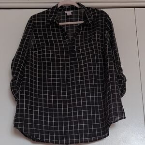 Motherhood Maternity Black and White Grid Blouse